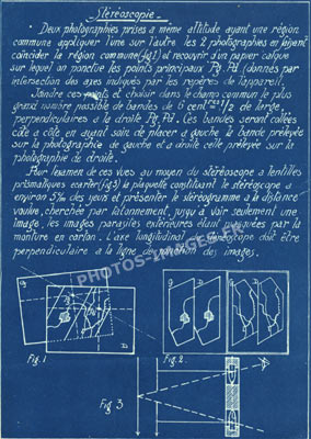 Fiche technique de 1914-1918 sur la façon de positionner et exploiter les photos stéréoscopiques.