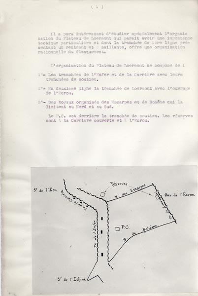 Photo du dossier de l'étude des positions allemandes dans la région du Plateau  de Loermont, guerre 1914-1918