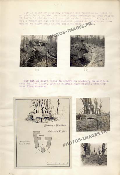 Photo du dossier de l'étude des positions allemandes dans la région du Plateau  de Loermont, guerre 1914-1918, abri pour mitrailleuse et blockhaus à la chapelle Saint-Aubin