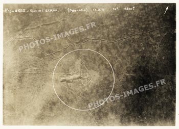 Photo aérienne de l'ouvrage de l'Ecrou au Plateau de Loermont, Oise, guerre 1914-1918