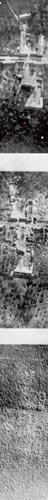 Détail de la photo aérienne du village de Ginchy labouré par les bombes entre juillet et août 1916