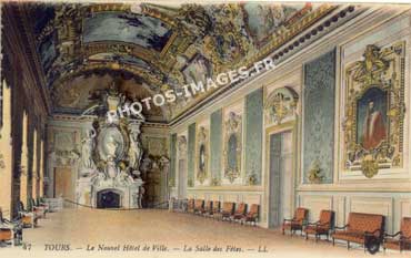 Photo ancienne de la salle des fêtes du nouvel Hôtel de ville de Tours