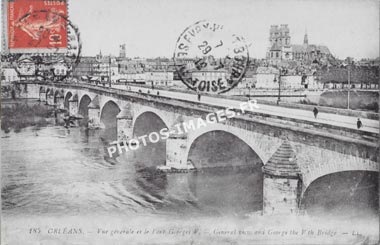 Le pont Georges V en photo carte postale à Orléans