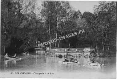 L'Orangerie et le lac à Strasbourg en carte postale ancienne de 1900