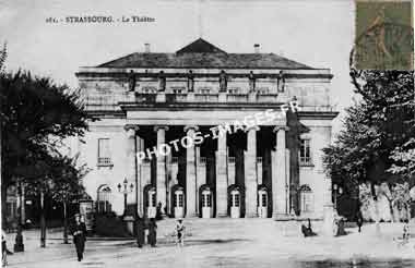 Photo ancienne du théâtre de Strasbourg en carte postale ancienne de 1900