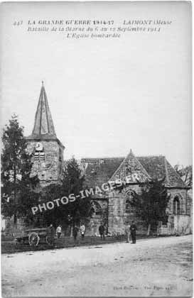 Photo ancienne de l'église Saint-Rémi de Laimont en 1918