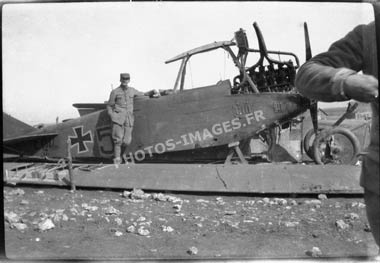Epave d'un avion allemand, photo en 14-18, WW1