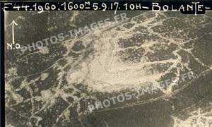 Vue d'avion de la guerre des mines à Bolante en 1917