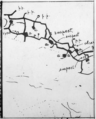 Plan dessiné des tranchées de la vue stéréoscopique de la butte de Vauquois en 14-18 ww1