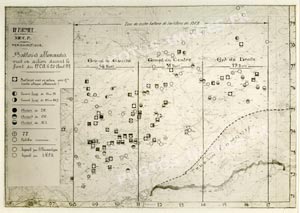 Plan de 14-18 ww1
   de la position des batteries allemandes dans la région de Vauquois en 1917