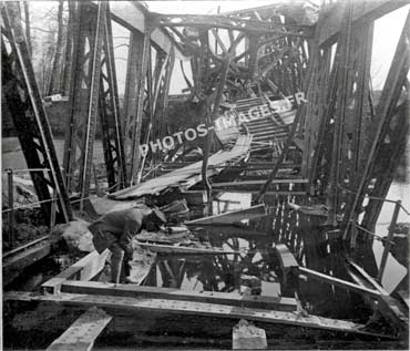Pont détruit à Ham en 14-18 ww1