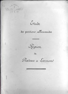 Photo du dossier de l'étude des positions allemandes dans la région du Plateau  de Loermont, guerre 1914-1918