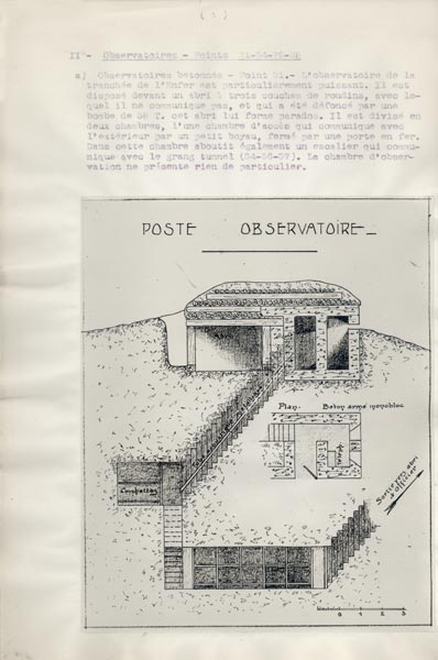 Photo du dossier de l'étude des positions allemandes dans la région du Plateau  de Loermont, guerre 1914-1918, poste observatoire
