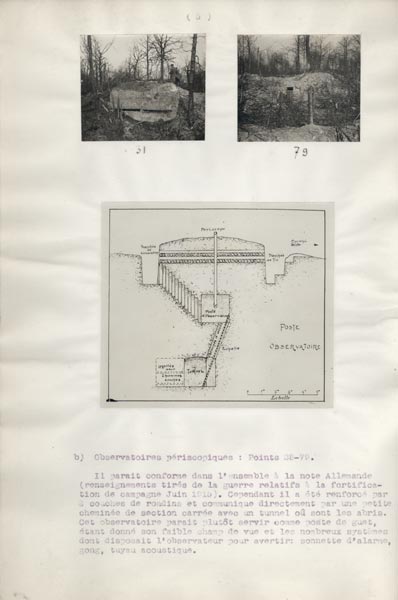 Photo du dossier de l'étude des positions allemandes dans la région du Plateau  de Loermont, guerre 1914-1918, poste observatoire
    périscopique